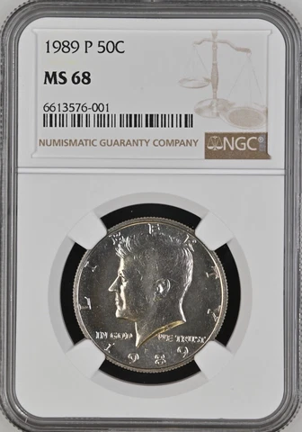 1989-P 50C Kennedy Half Dollar NGC MS68   6613576-001 Cover