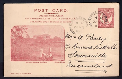 1909 年澳大利亚儿童 QLD 昆士兰 QV 1D 邮票卡 BOTANIC GARDENS — 第 1/2 张图片