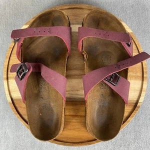 Birkenstock Birkis Sandals Womens Size 6 Narrow Mens 4 Purple Double Strap - Picture 1 of 13