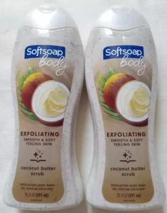 Lot of 2 Softsoap Coconut Butter Scrub Exfoliating Body Wash 20 Fl Oz Each - Picture 1 of 2