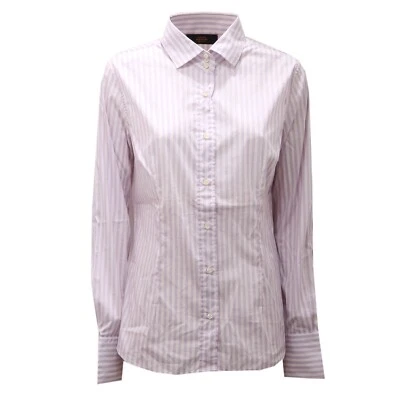 5542AE camicia donna MAURO GRIFONI white/lilac stripes shirt woman - Image 1 of 4