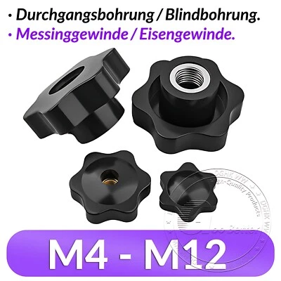 Sterngriff Sternmutter Klemmmutter Sternschraube Flügelmutter M4 M5 M6 M8 M10 12 - Bild 1 von 4