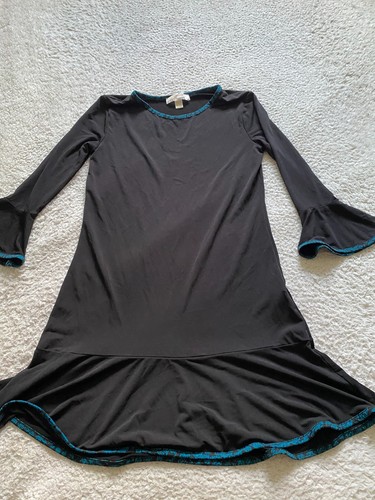 Camicia corta Michael Kors donna manica svasata a 3 4 collo a vite abito nero taglia S