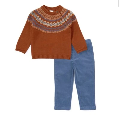 Pantaloni maglione Edgehill Collection Fair Isle set due pezzi bambino ragazzo taglia 12 M - Immagine 1 di 4