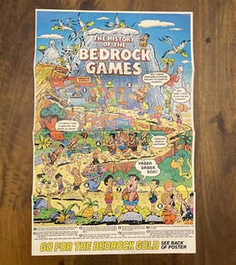 RARE 80s Flintstones The History Of The Bedrock Games Poster - Picture 1 of 6