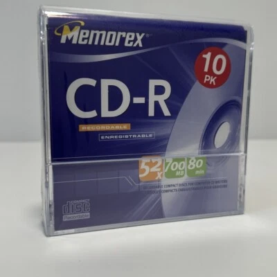 New 10-Pack Memorex CD-R  52X 700MB 80-Minutes Recordable Discs SEALED  - Image 1 of 4