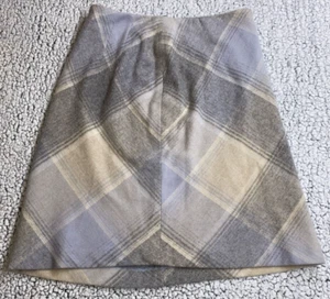 Chadwicks Women's Plaid Wool-Blend A-Line Skirt Size 8P Gray & Beige - Picture 1 of 7