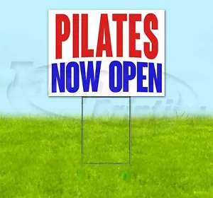 Insegna da giardino PILATES NOW OPEN plastica ondulata bandito decorazioni prato USA - Foto 1 di 4