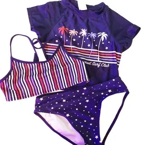 ART CLASS 3-Piece Retro Surf Club Palm Tree Swimwear Set Size XLarge (14/16) - Picture 1 of 6
