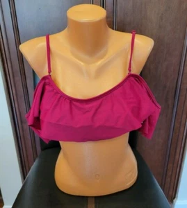 Raisins Swimsuit Bikini Top Mermaid Flounce Bra Burgundy Swim Top Sz Large - Picture 1 of 5