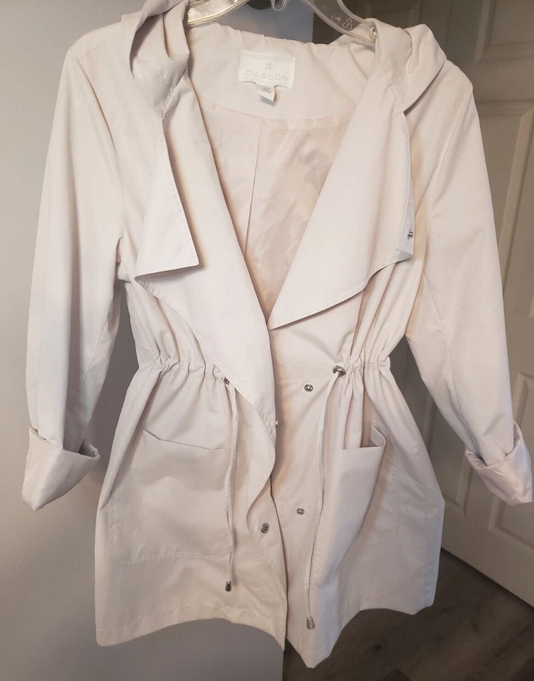 Caslon размер L розовый с капюшоном шнурка водопада подпоясанный Тренч, носили один раз - Изображение 1 из 4
