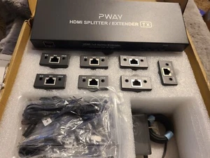 Extensor divisor HDMI PWAY HTS0107 POC PoE 1x7 compatible con 1080 p - Imagen 1 de 6