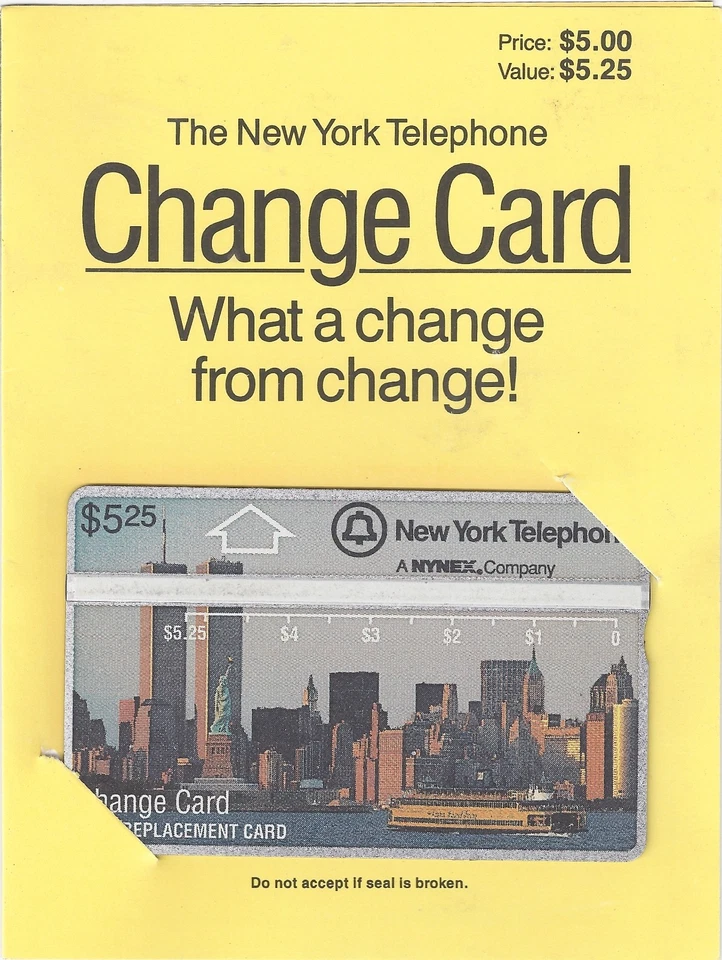 Scheda telefonica TK 384a $5.25 New York Skyline & Twin Towers First NYNEX in folder