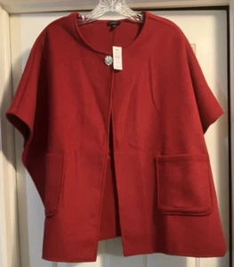 NWT Talbots Red Wool Blend Ruana - S-XS - $179 - Picture 1 of 7