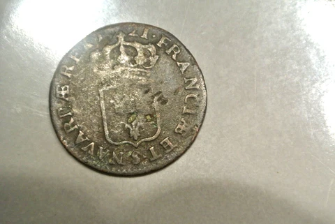 LOUIS XV  demi sol  1721 S= TROYES RARE colonial coin Cover