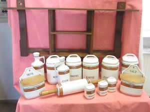 Jugendstil Porzellan Etagere, 1910 JH., 14 tlg., Fa. K.M.P., bemalter Goldrand - Bild 1 von 9