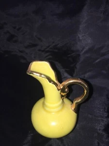 Small Yellow And Gold Pitcher Vintage Ceramic Home Decor - Picture 1 of 5