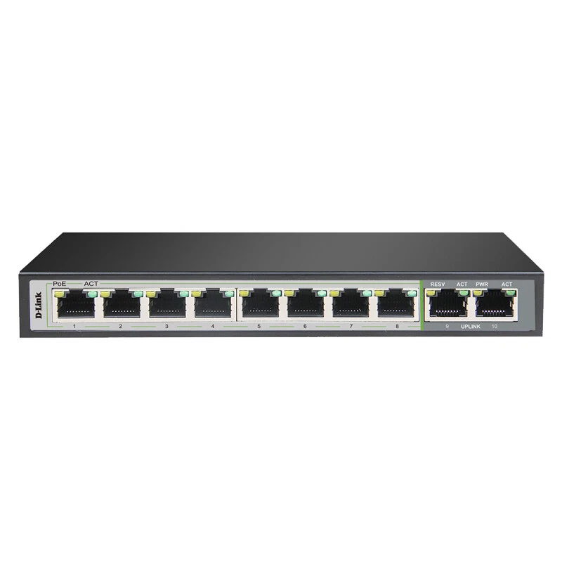 D-Link 10-Port Gigabit PoE Switch with 8 Long Reach PoE Ports and 2 Uplink Ports - image 1 of 1