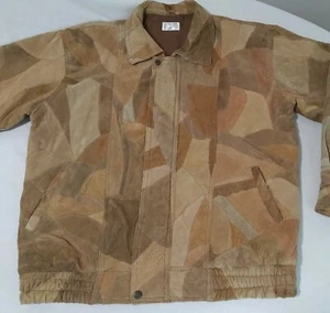 Vintage Patchwork Pigsuede Leather Size Xl Jacket - Picture 1 of 12