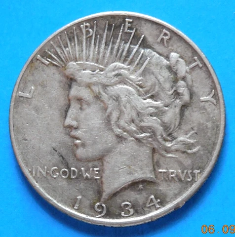 1934-D Silver Peace Dollar in VF condition Cover