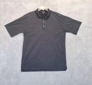 Antigua Shirt Mens Tag Size M Black Polo 1/4 Button Striped DORNICK HILLS Loso - Picture 1 of 19