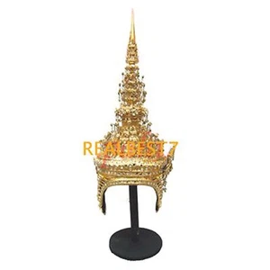 Premium Original Chada Thai Dancer Head Band Crown Jeweled & Gold Leaf CLA207 - Picture 1 of 5