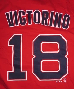 Majestic SHANE VICTORINO No. 18 BOSTON RED SOX (MED) T-Shirt Jersey RED - Picture 1 of 4