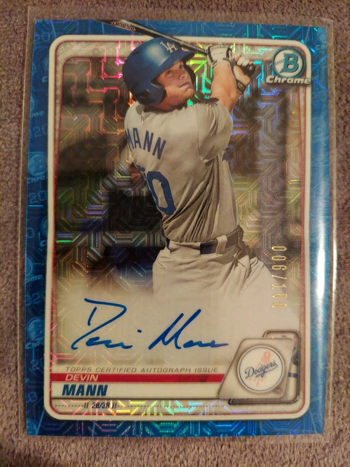 2020 Bowman Chrome Devin Mann LA Dodgers Blue MOJO Prospect Auto /150 #CPA-DMA💎 - Image 1 of 2