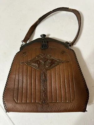 Cartera antigua de cuero Reedcraft Tooled Foto 1 de 4