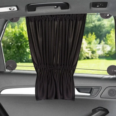 2pcs Car Sunshade Side Window Suction Privacy Curtains Cover UV Protector - Image 1 of 4