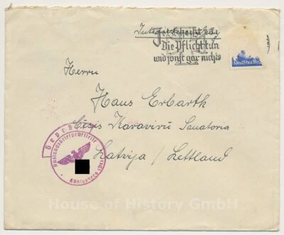 130003, Interniertenpost, Lettland Latvija, Auslandsbriefprüfstelle Königsberg - Bild 1 von 4