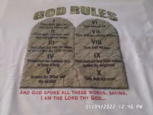 NEU Religiöses T-Shirt: Gott regiert die zehn Gebote: weiß (Medium) M - Bild 1 von 2