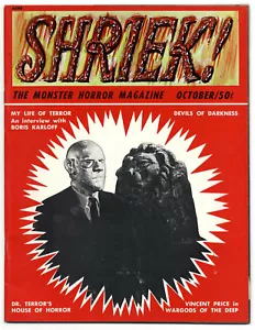 Shriek! #2 (USA, 1965) Boris Karloff interview, Wargods of the Deep, The Skull - Picture 1 of 2