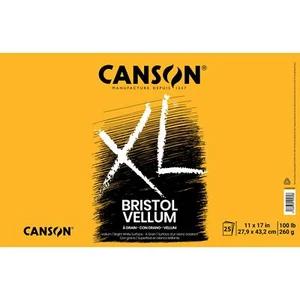Canson XL Series Bristol Paper, Vellum, Foldover Pad, 11x17 inches, 25 Sheets - Picture 1 of 4