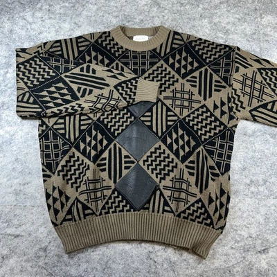 Suéter Acrílico Tejido Mister Man De Colección Para Hombre 3X Cuero Marrón Abstracto Biggie Foto 1 de 4