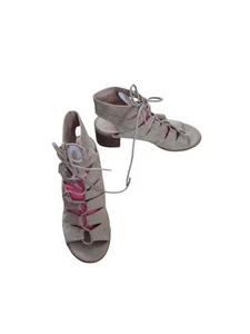 Women New Look Summer Shoes Open Toe Suede Nude Ankle Block Heels UK 6 EU 39 - Picture 1 of 4
