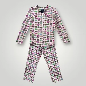 Nick & Nora Pajama Set Womens Small Chocolate Print Button Up Cotton Sleepwear - Picture 1 of 16