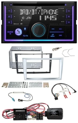 JVC Lenkrad USB 2DIN DAB Bluetooth CD Autoradio für Opel Corsa D matt-chrom 09-1 - Bild 1 von 4