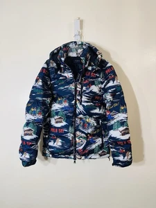 Polo Ralph Lauren hooded down fill ski print puffer jacket multi NWT sz M $398 - Picture 1 of 13