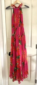 Farm Rio Anthropologie Multicolor Red Pietra Floral Halter Maxi Dress S NWT - Picture 1 of 16