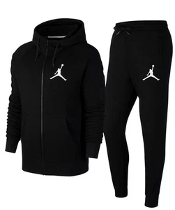 Men's Jordan Black Tracksuit Set Zip Hoodie & Joggers Athletic Streetwear - Picture 1 of 2
