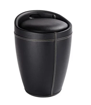 Wenko Wäschesammler Candy in Lederoptik 20 l Schwarz  Badhocker Wäschkorb - Bild 1 von 1
