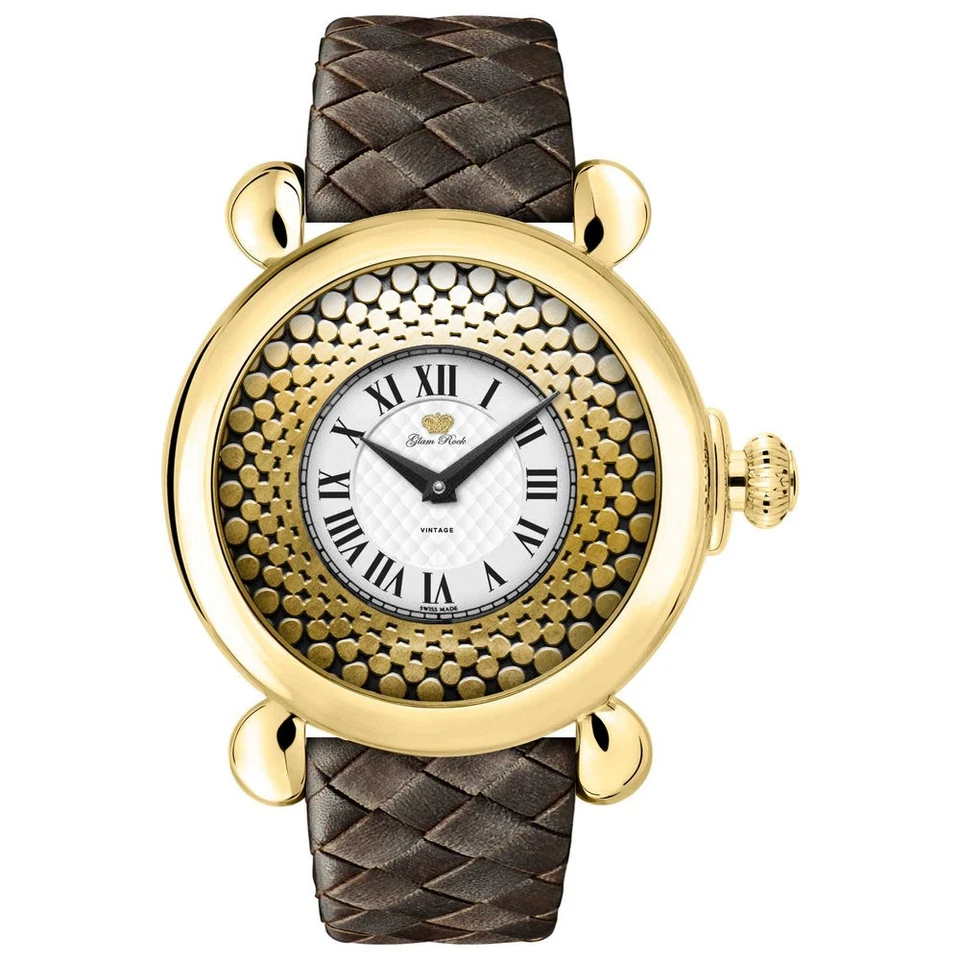 Glam Rock Women's Vintage Swiss Made Brown Leather Quartz 40mm Watch GR28067 - image 1 of 1