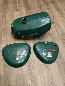 Simson S51 Tankset Seitendeckel Tank Billardgrün Original 1980 - Bild 1 von 19