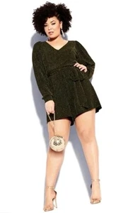 City Chic Metallic Playsuit Size S Long Sleeve Bronze - Picture 1 of 7