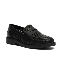 Michael Kors Women's Black Leather Eden Eyelet Flat Loafers Size 9.5 - Picture 1 of 6