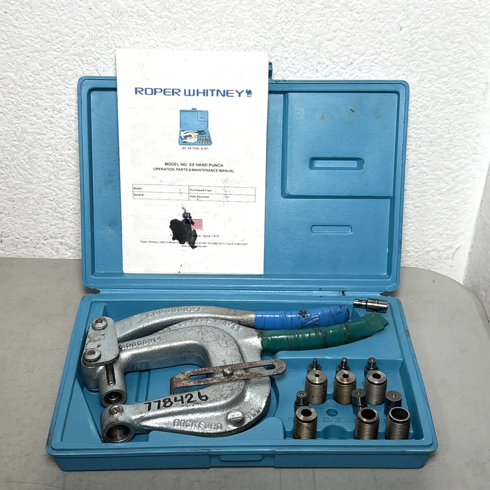 Roper Whitney No. XX Juego de Punzones de Mano con Estuche y Troqueles 5/32 - 17/32 ENVÍO GRATUITO Foto 1 de 4