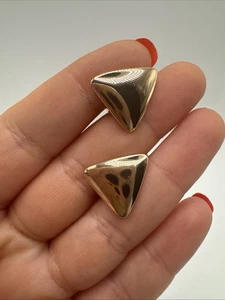 14ct ROLLED Gold Bonded Dangle Earrings – Modernist Triangular, Hallmarked 585RG - Picture 1 of 7