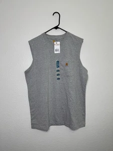 NWT Carhartt Shirt Men L Gray Relaxed Fit Heavyweight Sleeveless Pocket Workwear - Picture 1 of 18