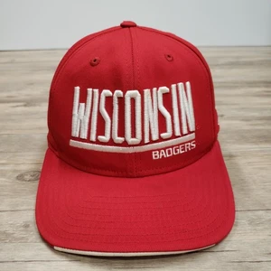 Wisconsin Badgers Hat Cap Snap Back Red White NCAA Basketball Adidas Mens - Picture 1 of 10
